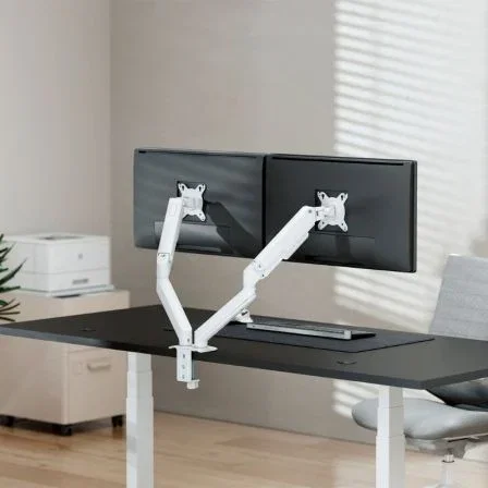 Aisens Soporte de Mesa Eco DT32TSR-439 para 2 Monitores 17-32 Pulgadas, Blanco